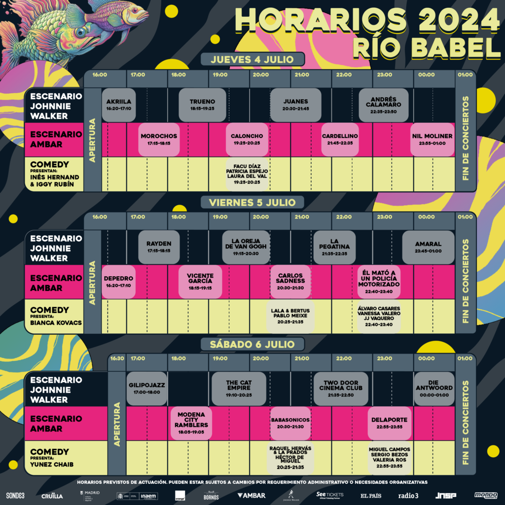 Horarios de los conciertos del festival Río Babel 2024